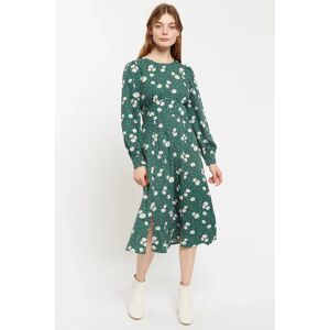 Louche Liv Roaring Daisy Print Long Sleeve Midi Dress - Green Green 16 Female
