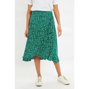Louche Mara Spot It Print Ruffle Hem Wrap Midi Skirt Green green 16 Female