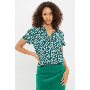 Louche Marika Flower Sketch Print Short Sleeve Shirt Green green 10 Female