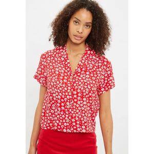 Louche Marika Flower Sketch Print Short Sleeve Shirt - Red red 16 Female