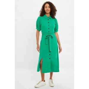Louche Mollie Button Through Midi Short Sleeve Shirt Dress In Green green 10 Female