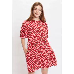 Louche Nacera Daisy Dancer Print Statement Sleeve Mini Dress - Red red 16 Female
