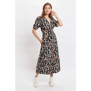 Louche Sakani Flower Girl Print Short Sleeve Midi Dress 10 Female