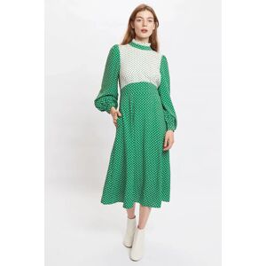 Louche Sorrel Polka Dot Print Long Sleeve Midi Dress green 16 Female