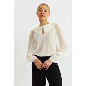 Louche Tuppence Statement Collar Long Sleeve Blouse White White 8 Female