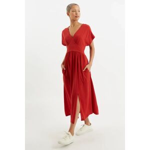 Louche Unity Moss Crepe V-Neck Midi Dress Terracotta red 8 Female