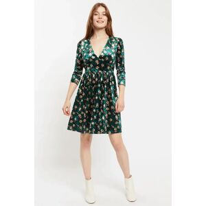 Louche Annalise Paintbrush Print Velvet V Neck Mini Dress green 16 Female