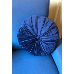 Joy Vintage Style Round Velvet Ruched Cushion blue Unisex