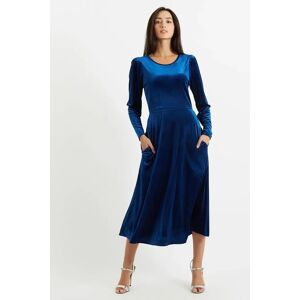 Louche Fabrice Velvet Deep Back Long Sleeve Midi Dress blue 12 Female