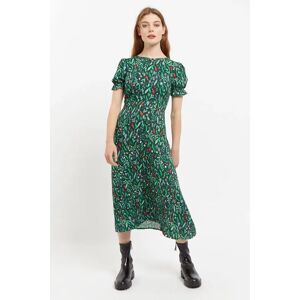 Louche Flo Folk Floral Print Puff Sleeve Midi Dress green 8 Female