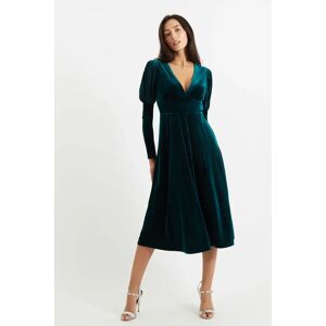 Louche Moa Velvet Stripe V Neck Midi Dress green 12 Female