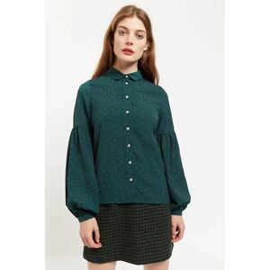 Louche Monroe Micro Dot Statement Sleeve Blouse in Green green 16 Female