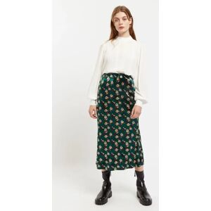 Louche Saro Paint Brush Print Velvet Midi Pencil Skirt green 8 Female