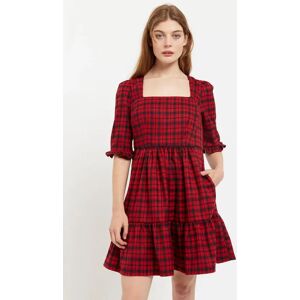 Louche Sassa Winter Gingham Tiered Mini Dress in Red and Black Black 14 Female