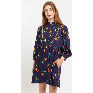 Louche Suzanne Clarice Floral Print Ric Rac Trim Long Sleeve Smock Mini Dress Floral 8 Female