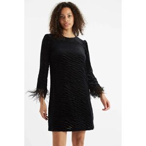 Louche Celie Zebra Devore Feather Trimmed Mini Dress Black Black 12 Female