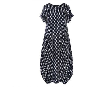 ArmadaDeals Womens Summer Dot Short Sleeve Loose Casual Long Dress, Navy Blue / M