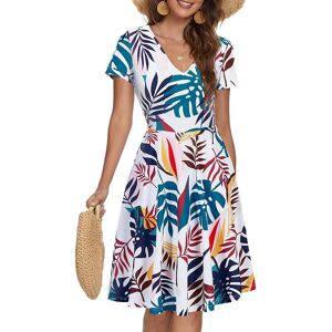 ArmadaDeals Womens Summer V-Neck Short Sleeve Pocket Print Dress, Style 8 / L