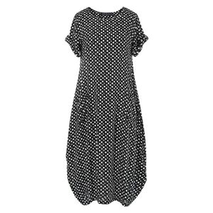 ArmadaDeals Womens Summer Dot Short Sleeve Loose Casual Long Dress, Black / 3XL
