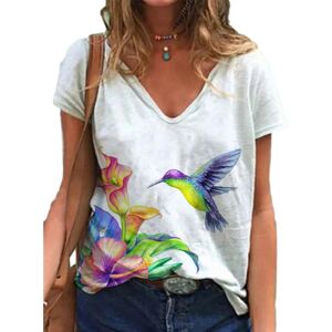 ArmadaDeals Womens Summer Printed V-Neck Colorful Short Sleeve T-shirt, Style B / 3XL