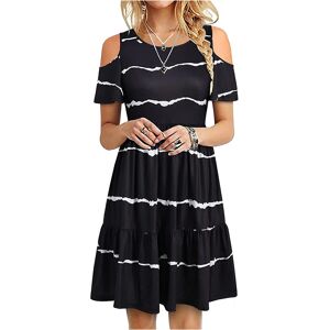 ArmadaDeals Women's Off Shoulder Short Sleeve Ruffle Pleated Casual Dress, Style 6 / L