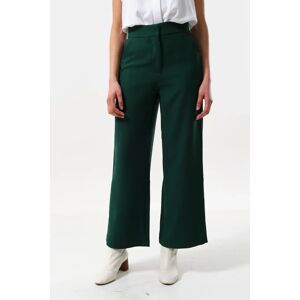 Louche Tilde Sustainable Satin Back Crepe Wide Leg Trousers - Forest Green Forest Green 10 Female
