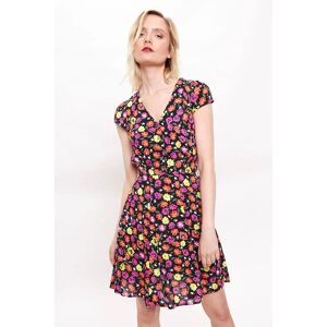 Louche Cathleen Summer Bloom Print Mini Tea Dress - Black Multicolour 14 Female