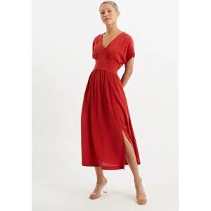 Louche Unity Moss Crepe V-Neck Midi Dress Terracotta Red 8 Female