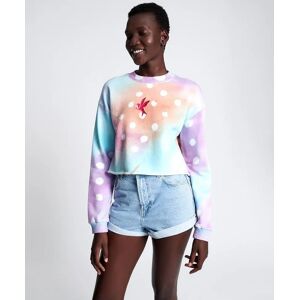 One Teaspoon Graffitti Tie Dye Cropped Sweater L Blue