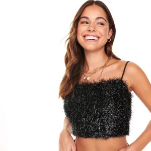 Women's Black Sparkle Crop Top, Size 6 by Never Fully Dressed
