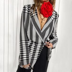 Women's Mono Check Blazer in Black, Size 6 by Never Fully Dressed