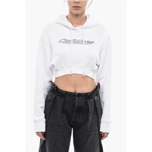 Off-White Brushed Cotton BLING Hoodie With Rhinestoned Logo size L - Female