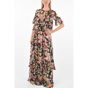 Philipp Plein COUTURE EST.1978 floral patterned silk ruffles maxi dress size S - Female