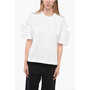 Alexander McQueen Crew Neck Cotton T-Shirt with Cut-out Details size 40 - Female