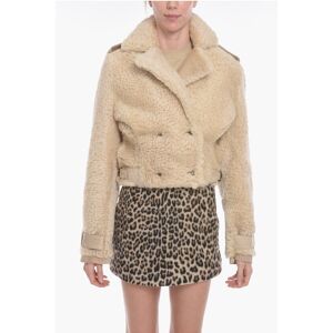 The Mannei Cropped PETRA Shearling Coat with Perforated Suede Details size 42 - Female