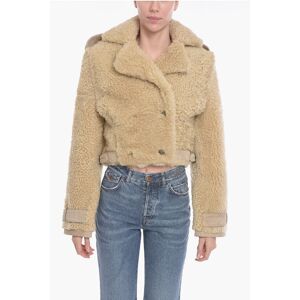 The Mannei Cropped PETRA Shearling Coat with Perforated Suede Details size 38 - Female