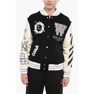 Off-White Embroidered Varsity Bomber With Leather Sleeves size 40 - Female