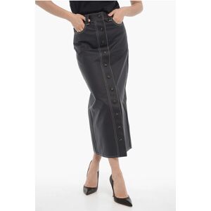 SUNNEI Faux Leather Sheat Maxi Skirt with Buttons-Front size Xs - Female