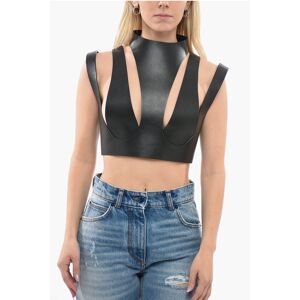 Balmain Leather Top With Cutouts size 40 - Female