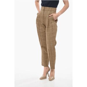 Fabiana Filippi Linen Chinos Pants with Windowpane Motif size 38 - Female