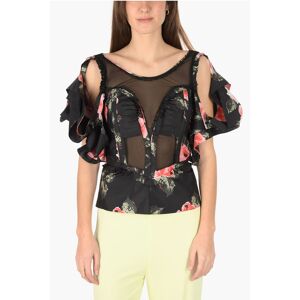 Maison Margiela MM0 floral-printed illusion neckline crop top size 40 - Female