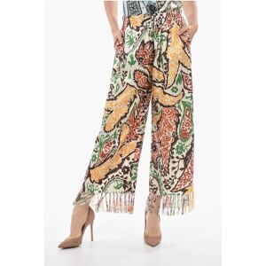 Christian Dior Patterned Silk Gaucho Pants with Fringed Bottom size 42 - Female