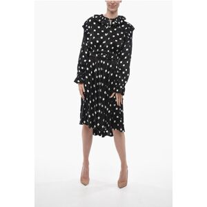 Balenciaga Polka Dot Patterned Satin Shirt Dress with Ruffled Details size 40 - Female