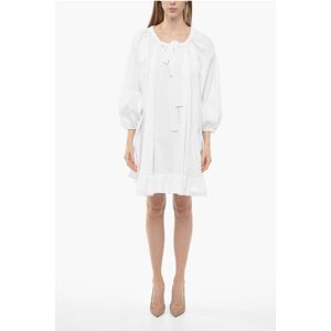 Patou Popeline Shirt Dress with Drawstringed Neck and Bat-wing Sle size 38 - Female