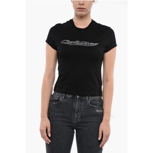 Off-White Short Sleeved BLING T-shirt With Rhinestones Logo size Xxs - Female