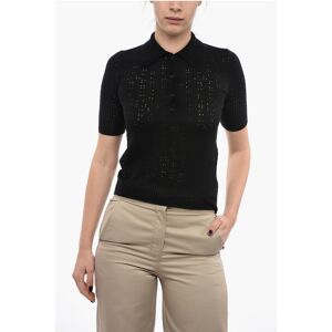 Chloe Short-sleeved Perforated Silk Blend Polo size S - Female