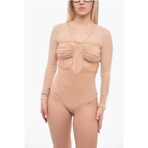 Nensi Dojaka Silk Bodysuit with See-Through Inserts and Cut-Out Details size S - Female