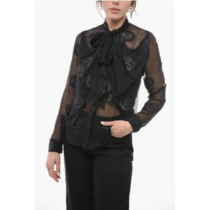 Burberry Tie Neck Jacquard Silk Blend Shirt size 40 - Female