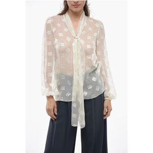 Dolce & Gabbana Tie Neck Monogram Silk Blend Shirt size 40 - Female