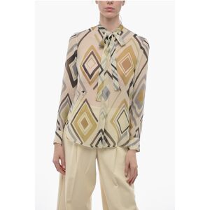Christian Dior Tie Neck Silk Shirt with Geometric Pattern size 40 - Female
